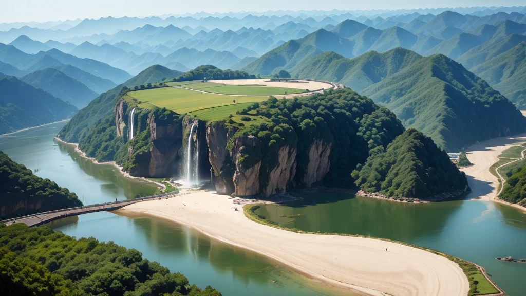 Beautiful scenery of Chinese countryside, Aerial view, Photorealistic photos. High definition, 8K