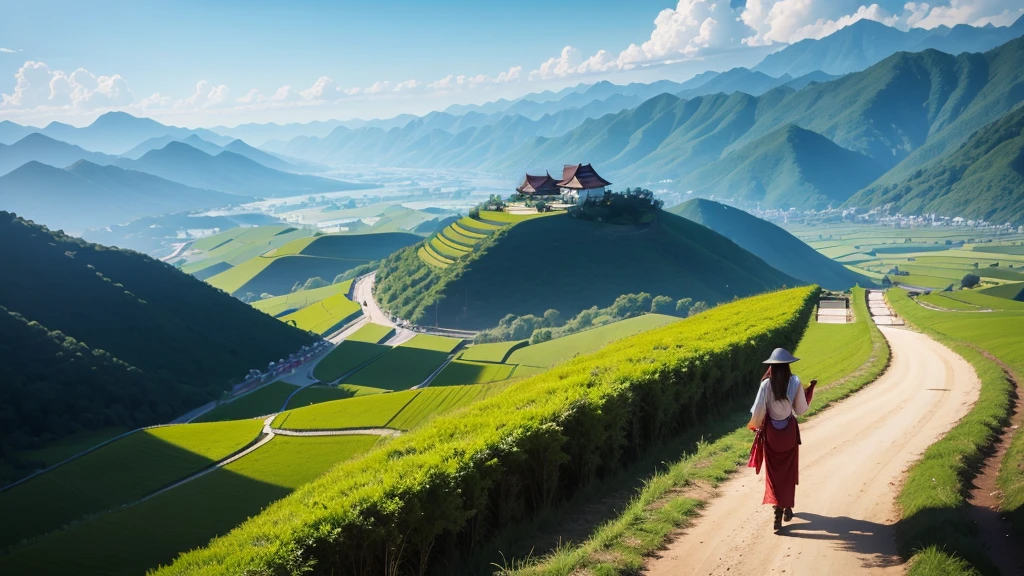 Beautiful scenery of Chinese countryside, Aerial view, Photorealistic photos. High definition, 8K