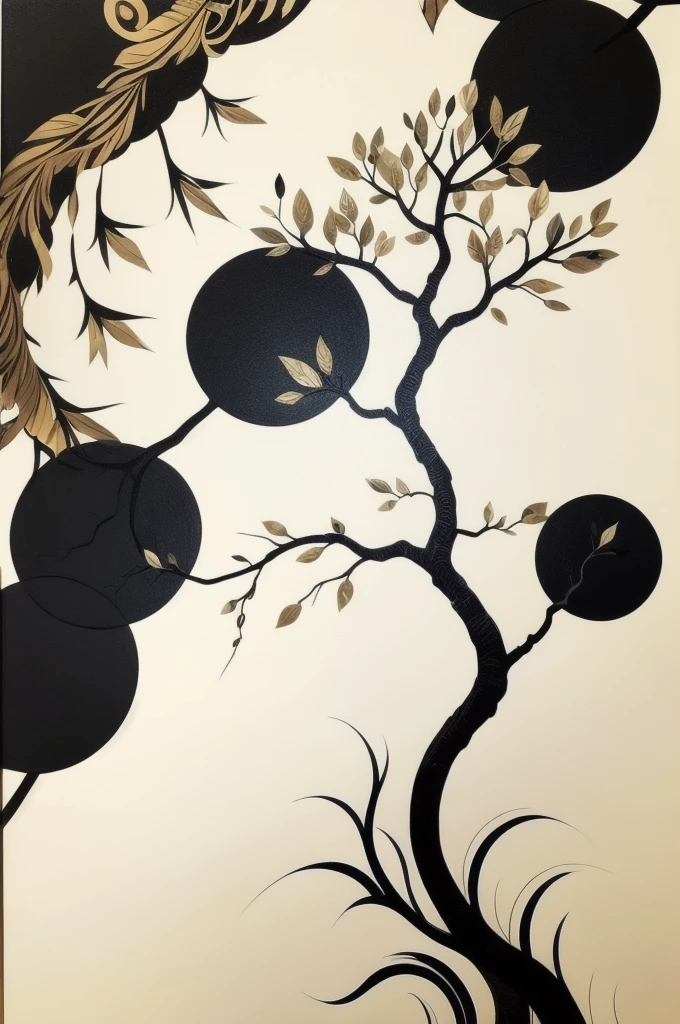 Nordic tree-shaped solitaire，Flat style， abstract artistic，Graphic design，symmetry, Math, Renaissance, Oil painting, 2D canvas, highly detailed, complex, Classic paint, Black monochrome, crystals, opulent, lap, gothic ornament, Graphic design
