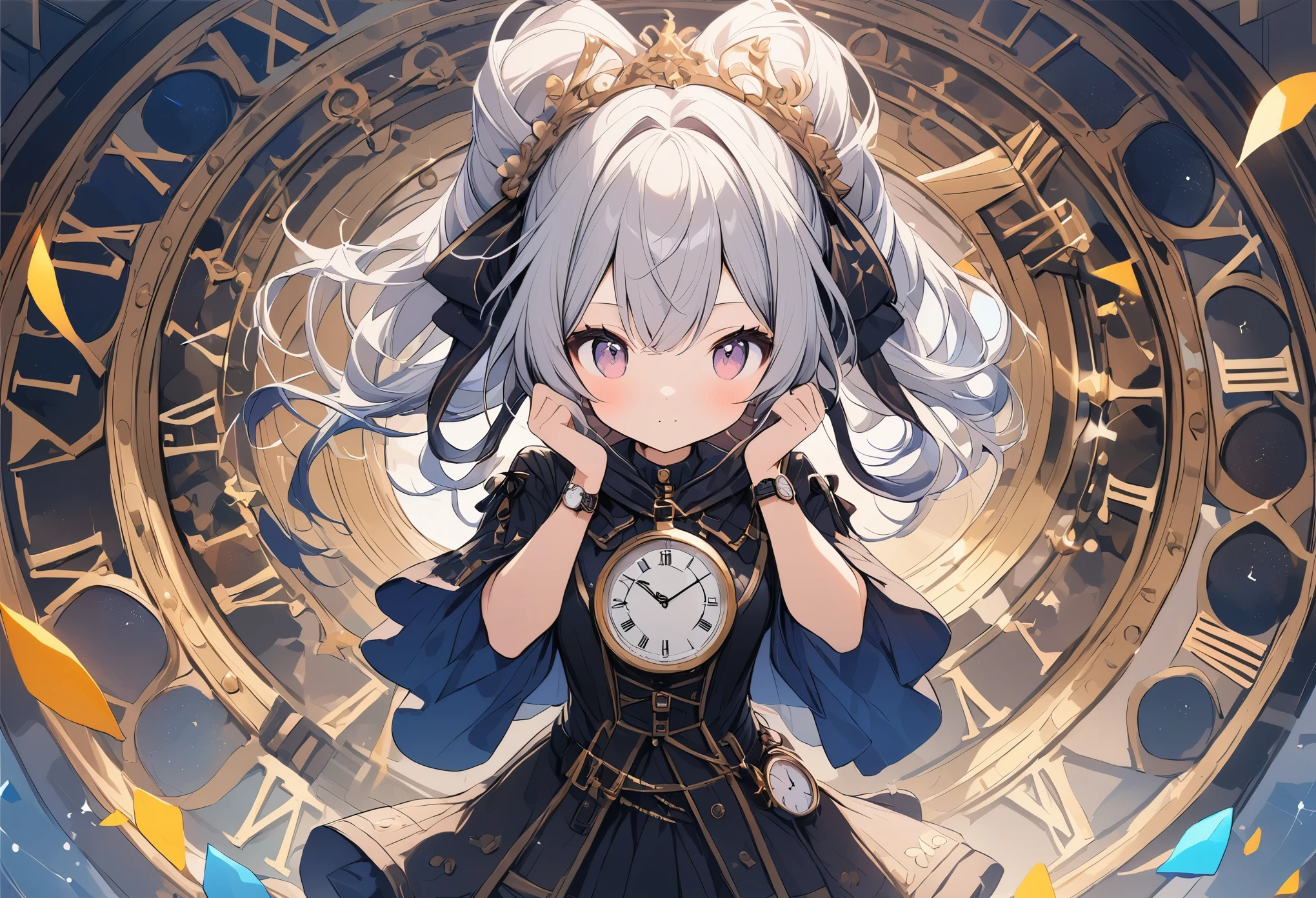 (Ultra high detail:1.2),(Highest quality:1.2),(number々Awards for:1.4),(Very absurd:1.4),(Girl in the watch:1.3),Various clock backgrounds,Fantasy World、Hair color is random、Hairstyle is random、Cute picture,One Girl