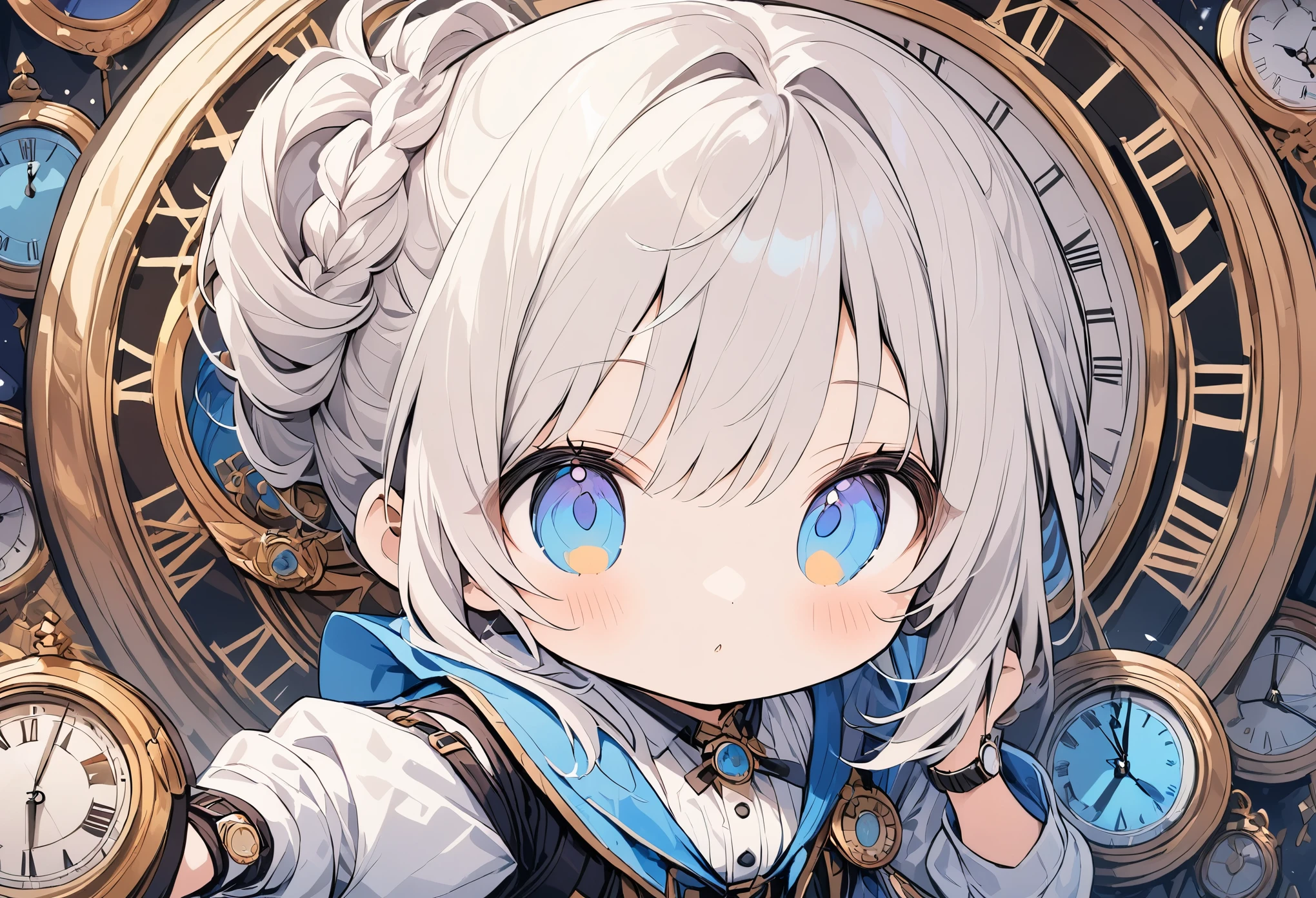 (Ultra high detail:1.2),(Highest quality:1.2),(number々Awards for:1.4),(Very absurd:1.4),(Girl in the watch:1.3),Various clock backgrounds,Fantasy World、Hair color is random、Hairstyle is random、Cute picture,One Girl