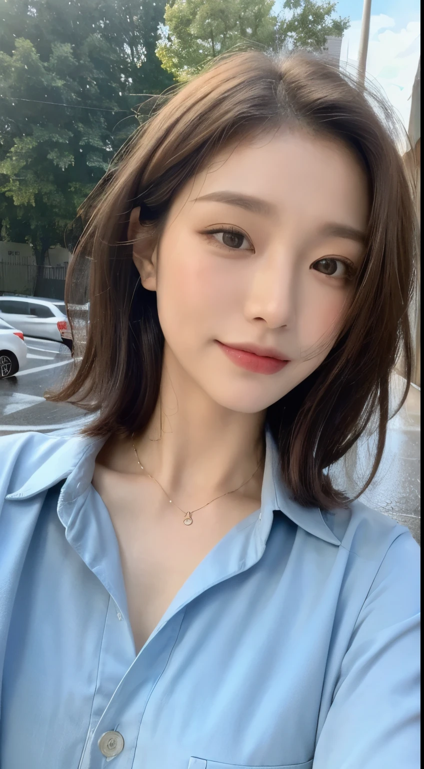 ((Highest quality, 8K, masterpiece:1.3)), concentrated: 1.2, Perfect Body Beauty: 1.4, Hips: 1.2, ((Layered Haircut, chest: 1.2)), (Wet clothes: 1.1), (rain, street:1.3), Bandeau dress: 1.1, Highly detailed face and skin texture, Beautiful Eyes, double eyelid, Whitening skin, Long Hair, (shut up: 1.3), smile,chestが小さい,40 years old