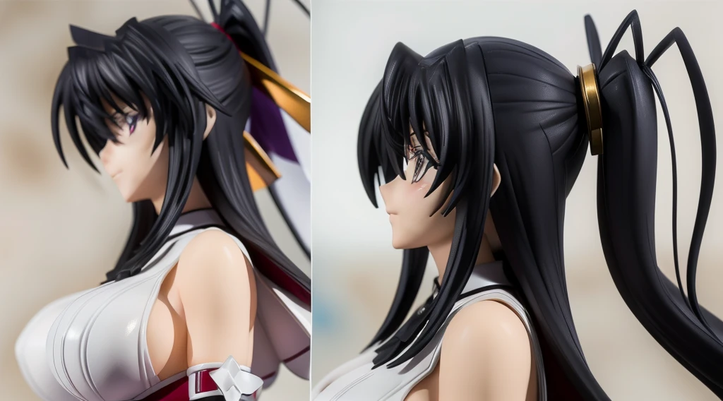 ((Best Quality)), ((Masterpiece)), (((detailed character sheet, frontal view, side view, three quarter view))) white background、whole body、whole bodyイラスト、whole bodyアニメーション、whole bodyリファレンスシート、Long Hair、black hair、smile、Cute face、Big Breasts、Long legs、Beautiful feet、8 heads tall、Detailed face、high school DxD、akeno himejima、stand at attention