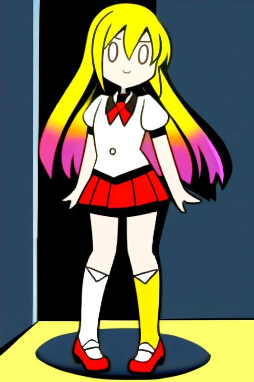 2D anime girl in short skirt a little shorter