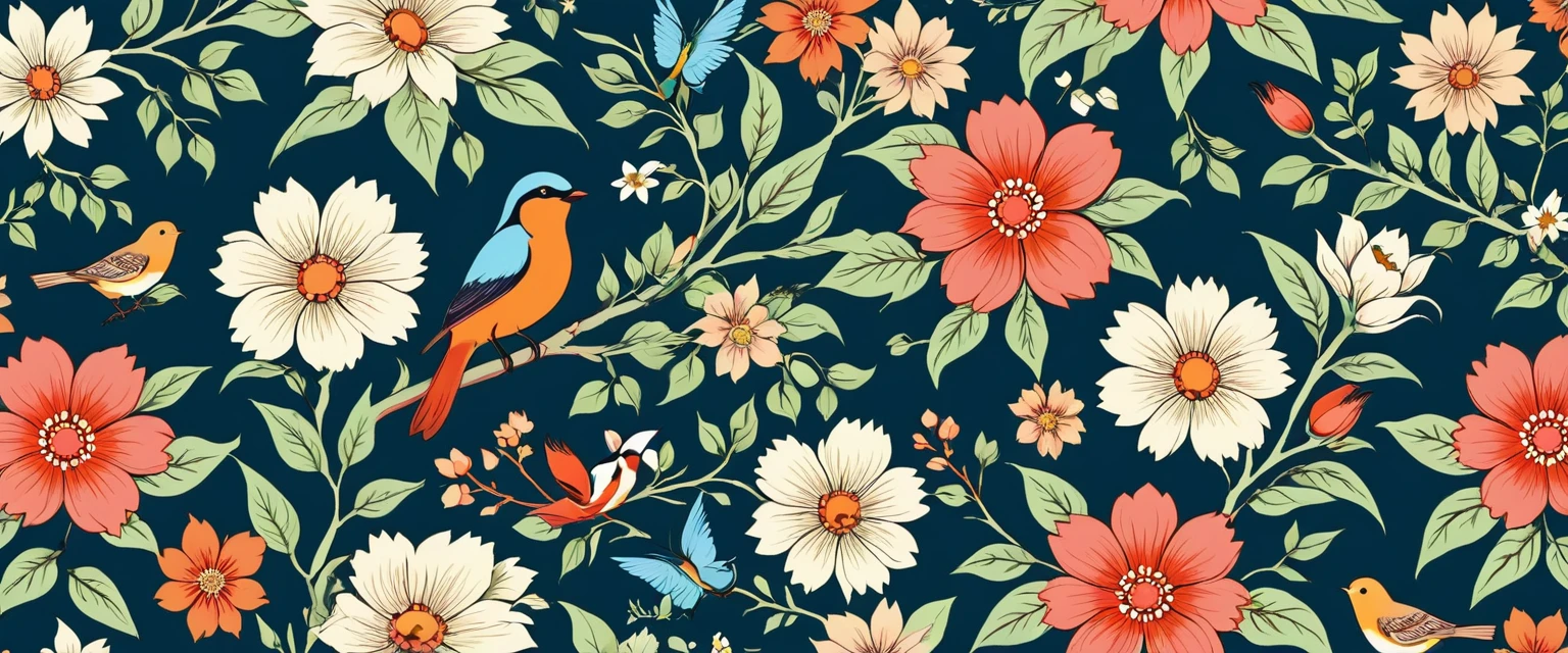 printing：Flower and bird pattern