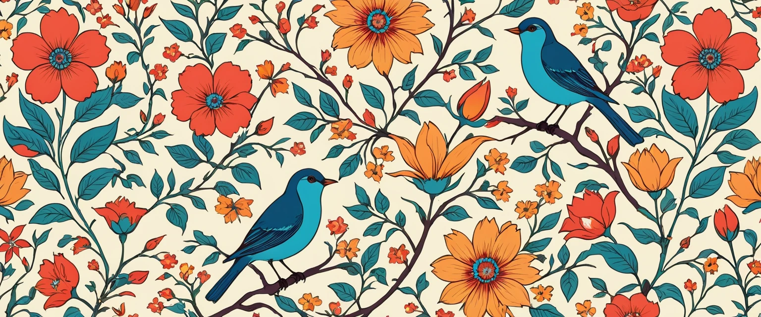printing:Flower and bird pattern