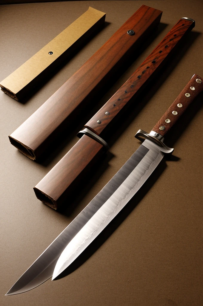 Katana type knife, that is made of cardboard.