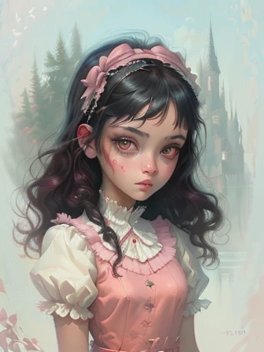 painting of a girl with a pink headband and a pink dress, stylized portrait, soft portrait, cartoon digital painting, digital portrait, painted character portrait, digital paining, soft digital painting, digital matt painting, digtial painting, digital art portrait, in the art style of bowater, digitial painting, digital painted, digital paiting, digital painting