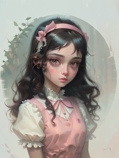 painting of a girl with a pink headband and a pink dress, stylized portrait, soft portrait, cartoon digital painting, digital portrait, painted character portrait, digital paining, soft digital painting, digital matt painting, digtial painting, digital art portrait, in the art style of bowater, digitial painting, digital painted, digital paiting, digital painting