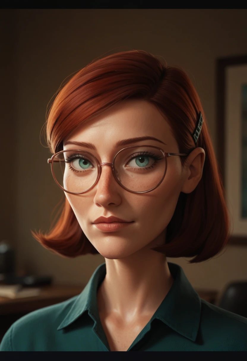 score_9, score_8_up, score_7_up, score_6_up, score_5_up, score_4_up, RioLinda, glasses, Auburn hair, portrait