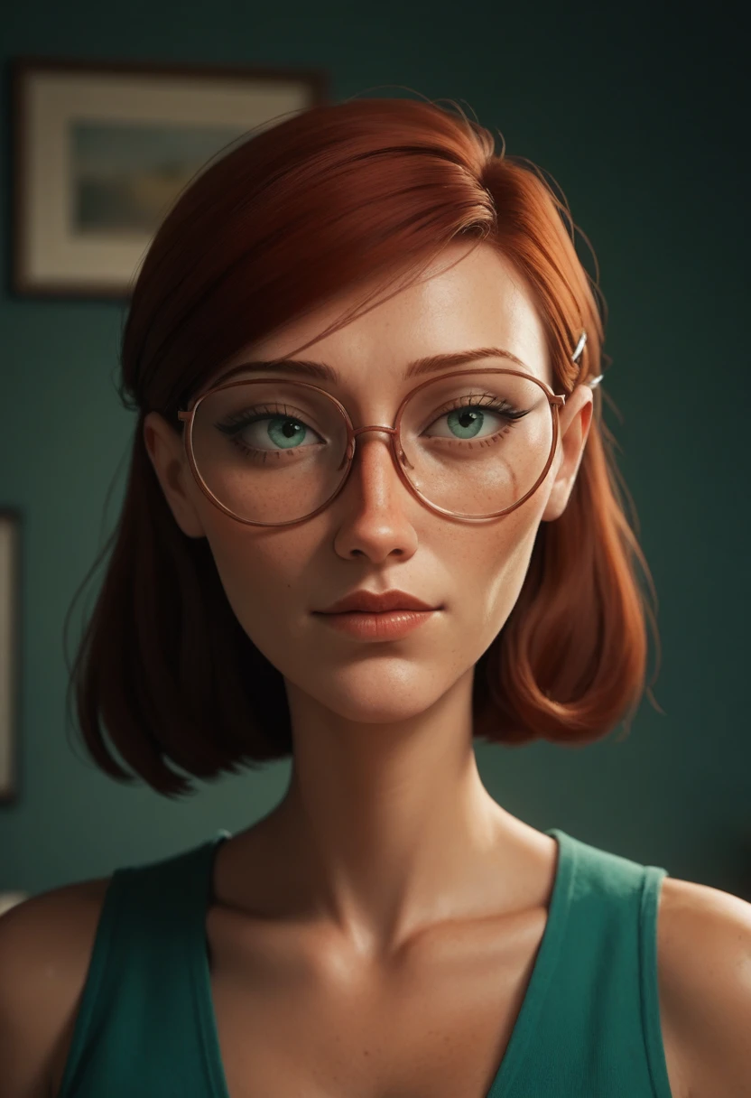 score_9, score_8_up, score_7_up, score_6_up, score_5_up, score_4_up, RioLinda, glasses, Auburn hair, portrait