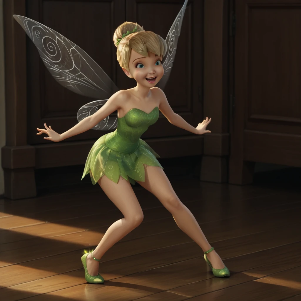 score_9, score_8_up, score_7_up, score_6_up, score_5_up, score_4_up, Tinkerbell, fairy wings, standing on the floor, happy,