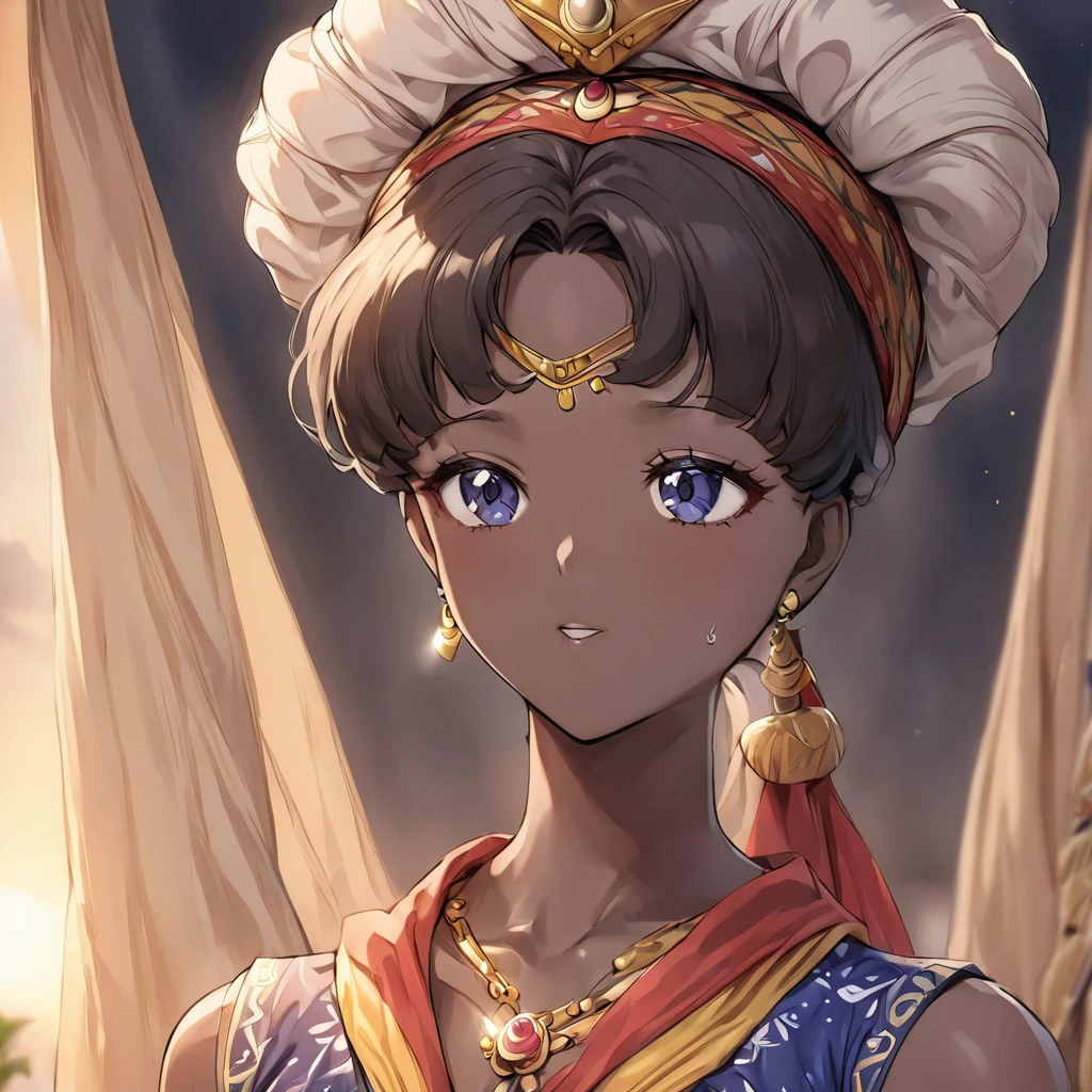 ((Highest quality)), ((masterpiece)), (detailed), （Perfect Face）、The woman is a Ghanaian born Tsukino Usagi with a vivid dark skin, black by birth, and is wearing a colorful Ghanaian dress from a Ghanaian village, a colorful turban head scarf, gorgeous jeweled accessories, and an engagement ring.、The woman is the elegant Tsukino Usagi, with her short black afro hair tied up in a Ghana braid, wearing a colorful Ghanaian dress and a colorful turban head scarf, with vibrant dark brown skin, a natural-born black person, and a natural-born Ghanaian, Tsukino Usagi.、（The woman is a black Ghanaian with vivid dark brown skin.）、A woman has sex with a man on a bed in a village in Ghana、The man is a naked, dignified, bearded, elderly Ghanaian village elder.、A woman marries an elder man and becomes his third wife.