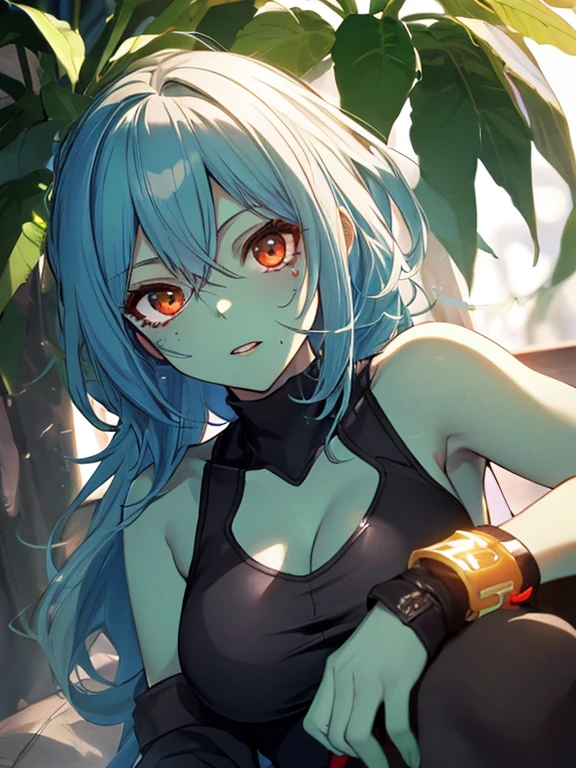(Plants vs. Zombies), ゾンビ化, (プラント vs. ゾンビ), (masterpiece), highest quality, 1girl, uhd, retina, masterpiece, ccurate, anatomically correct, textured skin, super detail, high details, high quality, best quality, highres, 4K