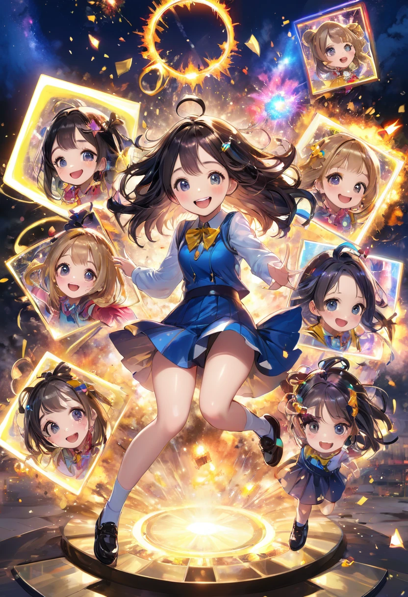 (Highest quality)、(masterpiece)、(detailed)、
(Multiple Girls)、(Cute beautiful girl)、Bright smile、
((chaos))、(explosion)、
(Ring Your 3〜6 squares)