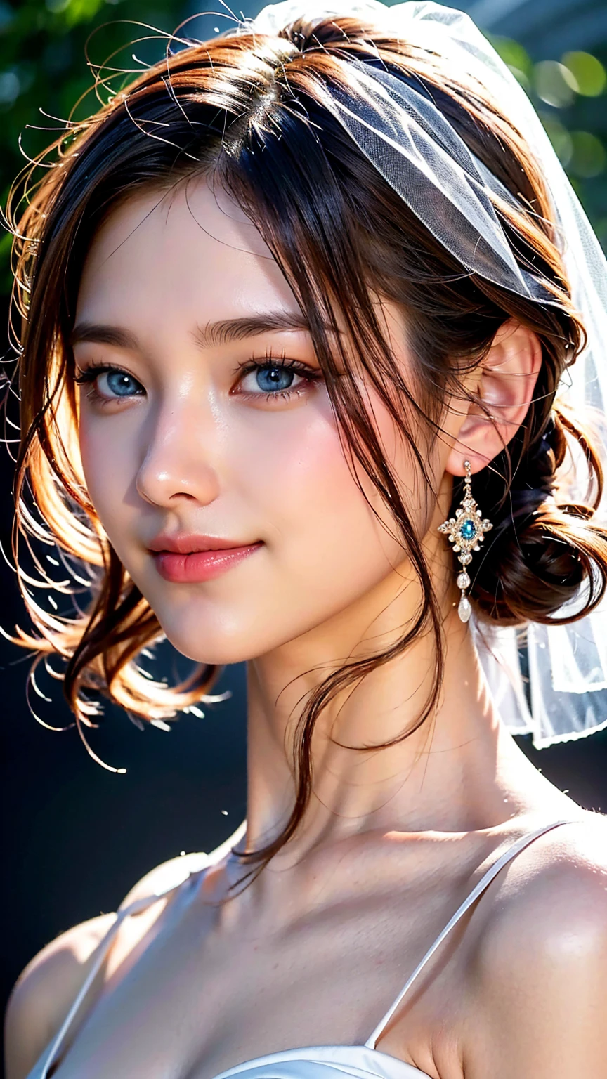 bride、Wedding Style、Wedding Styleの写真、Luxury dresses、church、Light clothing、Formal Wear、night景、illumination、blue eyes、blonde、short hair、Hair tied up、Full body photo、Sexy Face、short hair、 Complete look、(((masterpiece)))、((Highest quality))、((超Realistic))、成熟したwoman、成熟したwoman、perspective、Very detailed、The perfect temptation、Best image quality、Fine-grained image quality、beautiful、Europe, woman, French, woman Italian, Italian, smile、blue eyes、jewelry, blue eyes, Realistic, High resolution, Glowing Skin, (Detailed face),jewelry, , night, blonde, Wavy Hair,Attractive appearance, smile,
