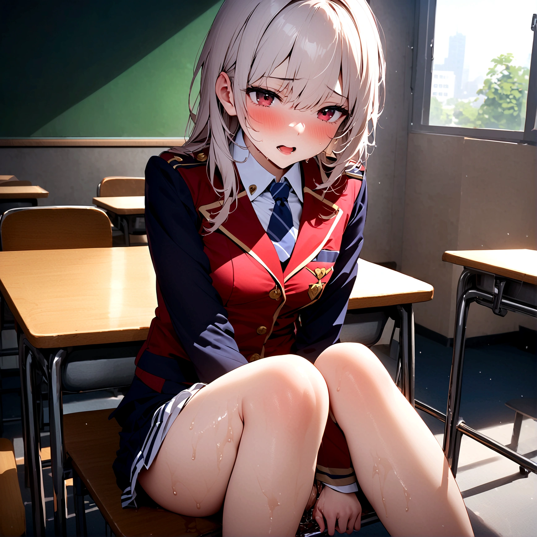 Ultra HD Photos、whole body、Accurate depiction of the human body、Schools that train sex slaves、uniform、classroom、whole bodyエスビアン、Small breasts、Lewd、Masturbating with legs apart、shame、Transparent love juice overflowing from between her legs、Sensuality、Feels good