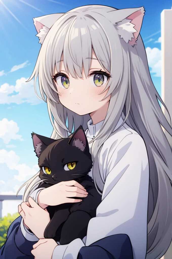 Gray Hair Lori Cat ear Animal ears Cat's Tail Slightly erotic barefoot Beautiful legs Long Hair