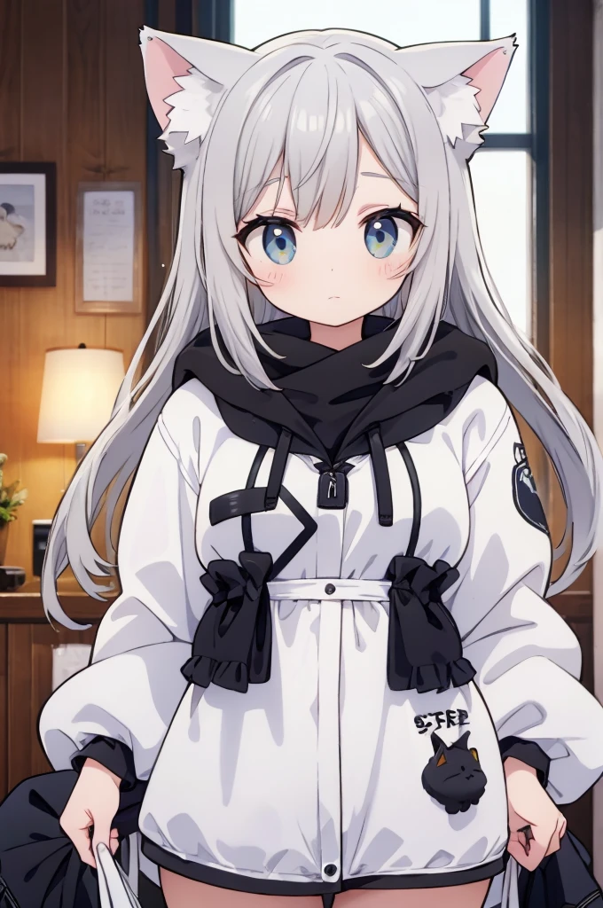 Gray Hair Lori Cat ear Animal ears Cat's Tail Slightly erotic barefoot Beautiful legs Long Hair