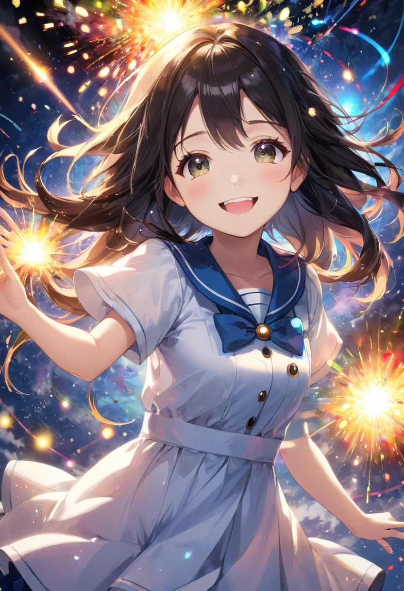 （Highest quality）、（masterpiece）、（detailed）、
（Multiple Girls）、（Cute beautiful girl）、Bright smile、
（（chaos））、（explosion）、
（・・・ーーー・・・）、（morse code）