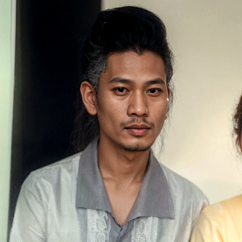 there is a man and a woman standing behind a glass, portrait picture, photo of a man, color portrait, taken in the early 2020s, detailed portrait, barong family member, transformation portrait, a photo of a man, grainy photo of an ugly man, a colorized photo, single portrait, real life portrait, thawan duchanee