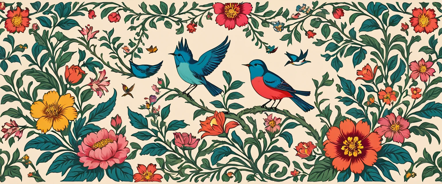 printing：Flower and bird pattern，Central surround