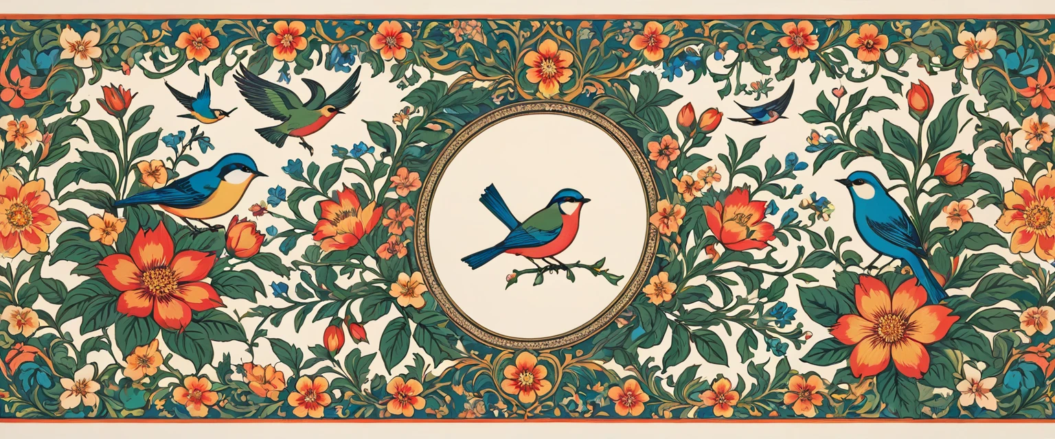 printing：Flower and bird pattern，Central surround