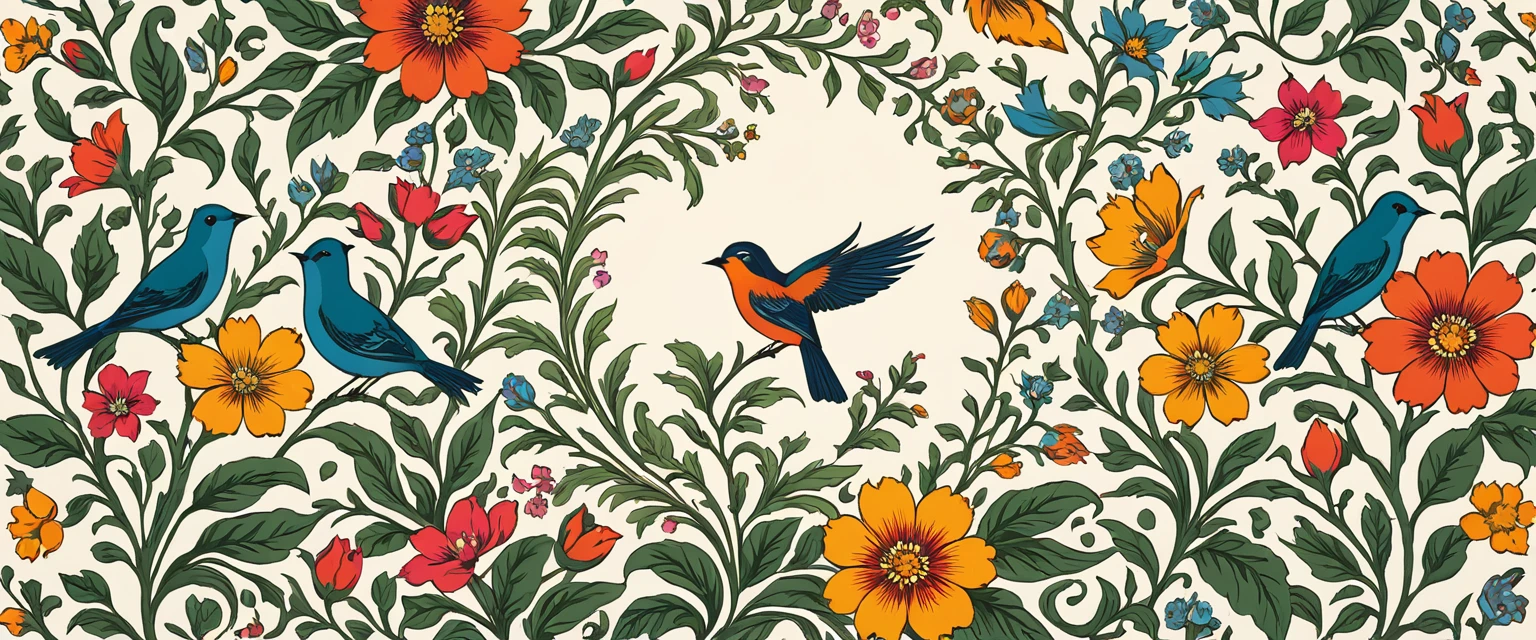printing：Flower and bird pattern，Central surround