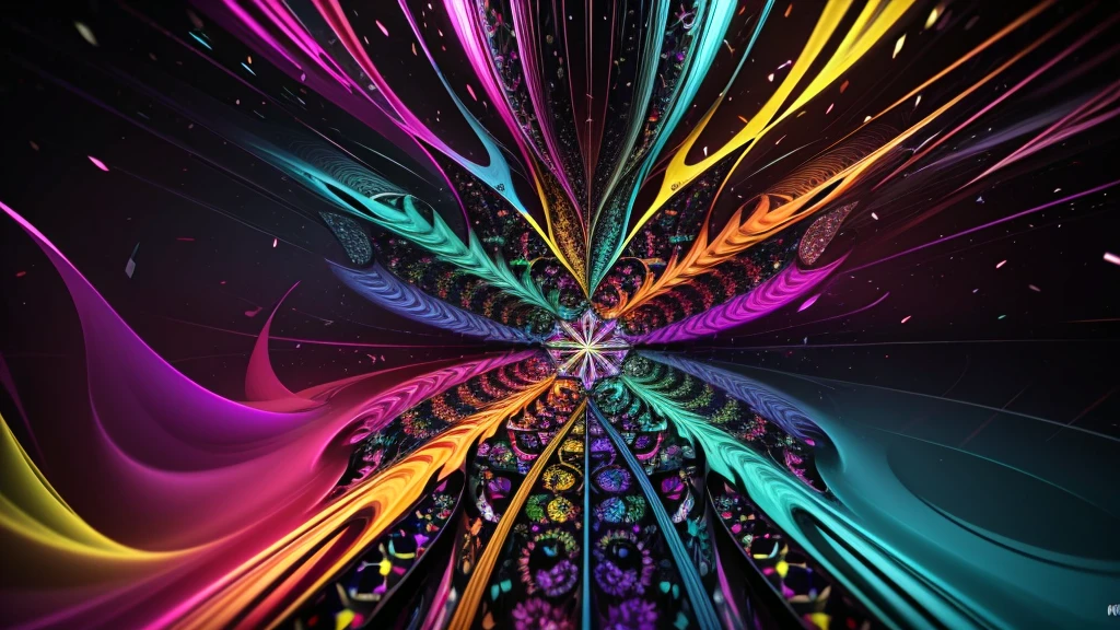 ((kaleidoscope)), psychedelic, multicolored dynamic abstract liquid flow particles turbulence vizalise endless ((mandelbrot fractals)) in ((psychedelic patterns)), kaleidoscope, multi - colored vivid colors, vector art, Cinema 4D,render fully dynamic motion design, X-Particles, Dynamics FX, bend and shatter reality for amazing visual effects production,vivid colors, warm color tones,sharp focus, depth of field, cinematic, realistic, uhd, hdr, 8k,