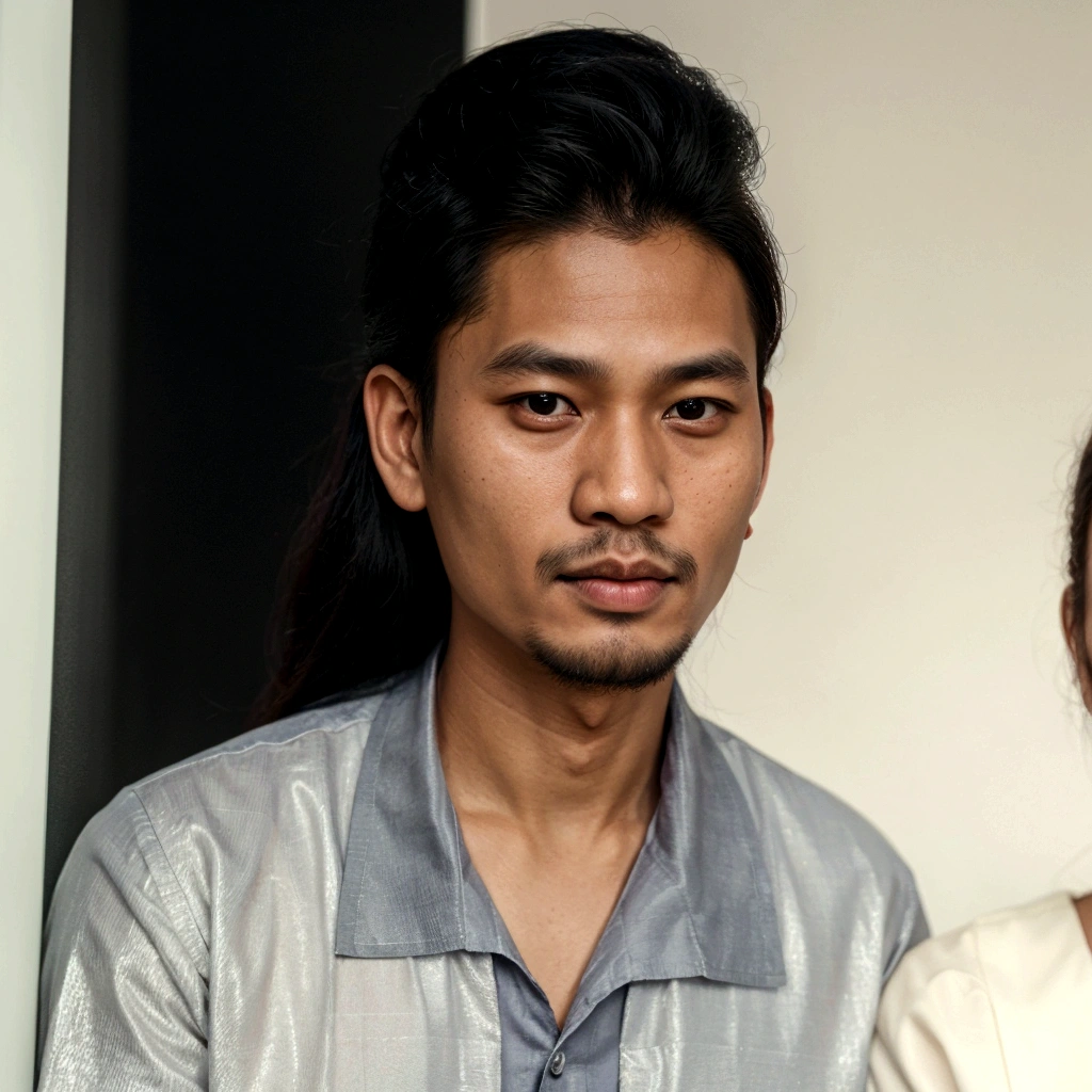 there is a man and a woman standing behind a glass, portrait picture, photo of a man, color portrait, taken in the early 2020s, detailed portrait, barong family member, transformation portrait, a photo of a man, grainy photo of an ugly man, a colorized photo, single portrait, real life portrait, thawan duchanee