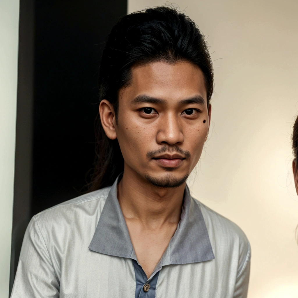 there is a man and a woman standing behind a glass, portrait picture, photo of a man, color portrait, taken in the early 2020s, detailed portrait, barong family member, transformation portrait, a photo of a man, grainy photo of an ugly man, a colorized photo, single portrait, real life portrait, thawan duchanee