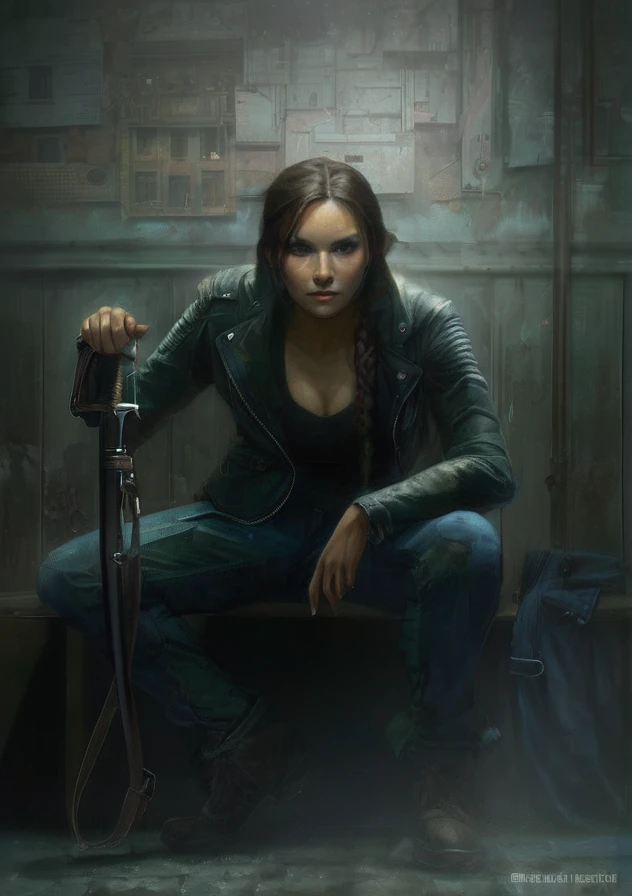 Physically, she is described as a woman of average height, avec une silhouette athlétique et musclée, result of his years of combat training. She has dark brown hair often tied in a ponytail., et des yeux bruns. His overall appearance is that of someone ready for action, avec une attitude déterminée et une posture confiante.