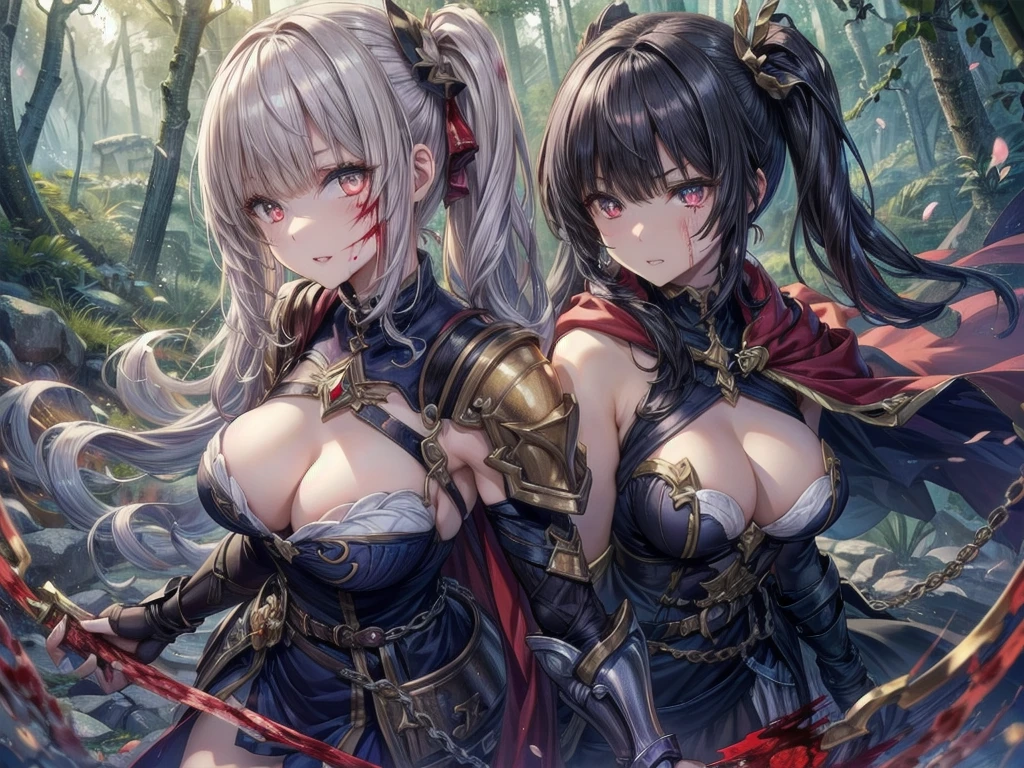 , Holding a long sword with both hands, Have a weapon, cute女の子, Enchanting girl, Anime Girls, (Light purple hair、Wavy Hair、Twin Drill), (Red eyes, Droopy eyes), ((Dark Skin)), break (((Silver Armor、Lower body armor、Chain mail、Jeweled Breastplate、Gauntlet、Shingard、Red Cape)))、 (((Highest quality)), ((masterpiece)), (Very detailed), (High resolution), (Beautiful sparkle), (High detail), (Anatomically correct)), ((Realistic)), ((The best CG)), Very detailedなアート, CG illustration, 16K, 1080P, Oil paints:1.2, (((One Girl))), (左右対称のface立ち, 完璧なface), Beautiful clavicle, (Beautiful fingers), (Beautiful breasts, (Ｃcup)), Beautiful body, Beautiful thighs, Beautiful feet, Perfect round ass, (((Detailed skin, Oily skin, Textured skin, Beautiful Skin))), (((童face, cute, ))), double eyelid, Long eyelashes, (Expression of fine eyes, Beautiful and delicate eyes, Sparkling eyes, Eye Reflexes), (Beautiful Nose,Thin Nose), (Glossy Lips, Beautiful Lips, Thick lips), (Beautiful Hair, Shiny Hair, Shiny Hair), Hair fluttering), (Serious expression), break (noon、(Fantasy World、in the forest)), ((walking、Cowboy Shot))masterpiece:1.2, Highest quality), (Actual Photos, Intricate details), (1 female, alone, Upper Body, all breasts) ，Crazy Smile, Crazy Eyes, A cute and luxurious hair band, Eyes Wide Open、Scary atmosphere、Distorted facial expressions、ねじれた笑face、Bloodまみれ、頭からBloodが出る、Bloodしぶき、whole body、Punk Fashion、Long Hair、長めのbangs、Twin tails、Black Hair、（（（Dark circles under the eyes）））、Pale skin、Feeling unwell、Pathological、邪悪な笑face、Crazy Eyes、（Grin）Dramatic makeup，Create mixed media art、White Background,スクリーン上のwhole body描写,whole body図,Well-built,Nice body,Broad shoulders,I focus,(face),Messy Hair,Yellow Eyes,(Glowing Eyes),(Bloodしぶき:1.7),Red light,笑face,big 笑face,teeth,psycho 笑face,gesugao,School corridor background,evening,sunset,Good Eyes, 良いteeth,Large Breasts,魅惑的な笑face,Large Breasts,Black Hair,Pink Eyes,Pink leotard,pantyhose,Glossy Lips,Sitting,サディスティックな笑face,,all,Shiny skin,詳細なface,Beautiful body,whole body,Adult,whole body油まみれで光沢感がある　whole bodyから湯気が出ている　Steam like a sauna room fills the screen..　White breath from the mouth　city　A person who fights fear々々　Fugitive々　Pedestrian precinct　, Long Hair, alone, blue eyes, Maid headdress, View your audience, Maid, Blood, blush, Bring your finger to your mouth, 笑face, bangs, Hair between the eyes, apron, dress, gotou hitori, Long sleeve, Frills, Blood on clothes, Upper Body, Manicure, be quiet, Juliet Sleeve, black dress, flower, indoor, Maid apron, Blood splatter, Puffy sleeves, Blood on face, Purple Nails, Point your finger up, Rose