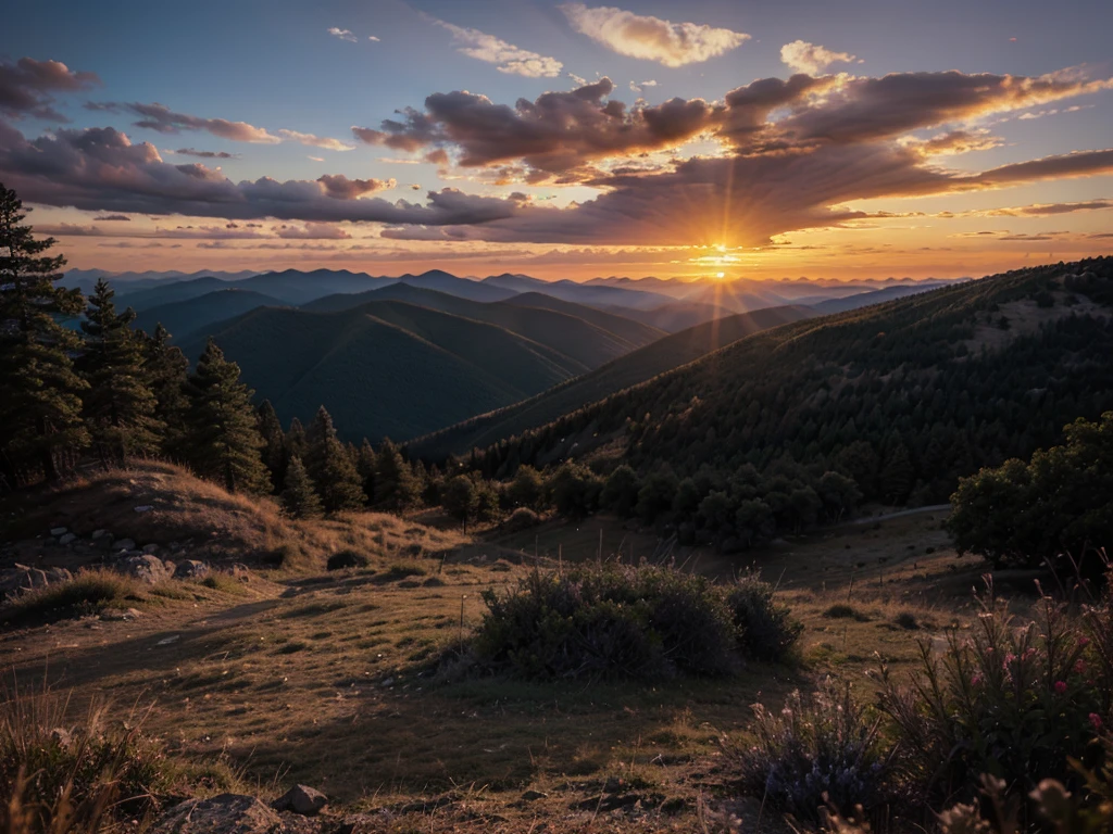 SUNSET ON A MOUNTAIN