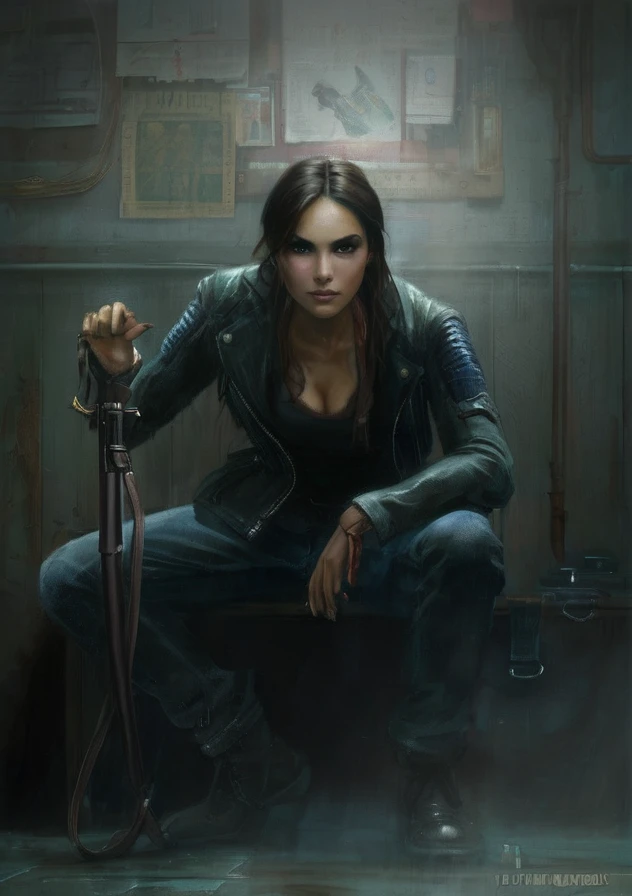Physically, she is described as a woman of average height, avec une silhouette athlétique et musclée, result of his years of combat training. She has dark brown hair often tied in a ponytail., et des yeux bruns. His overall appearance is that of someone ready for action, avec une attitude déterminée et une posture confiante.