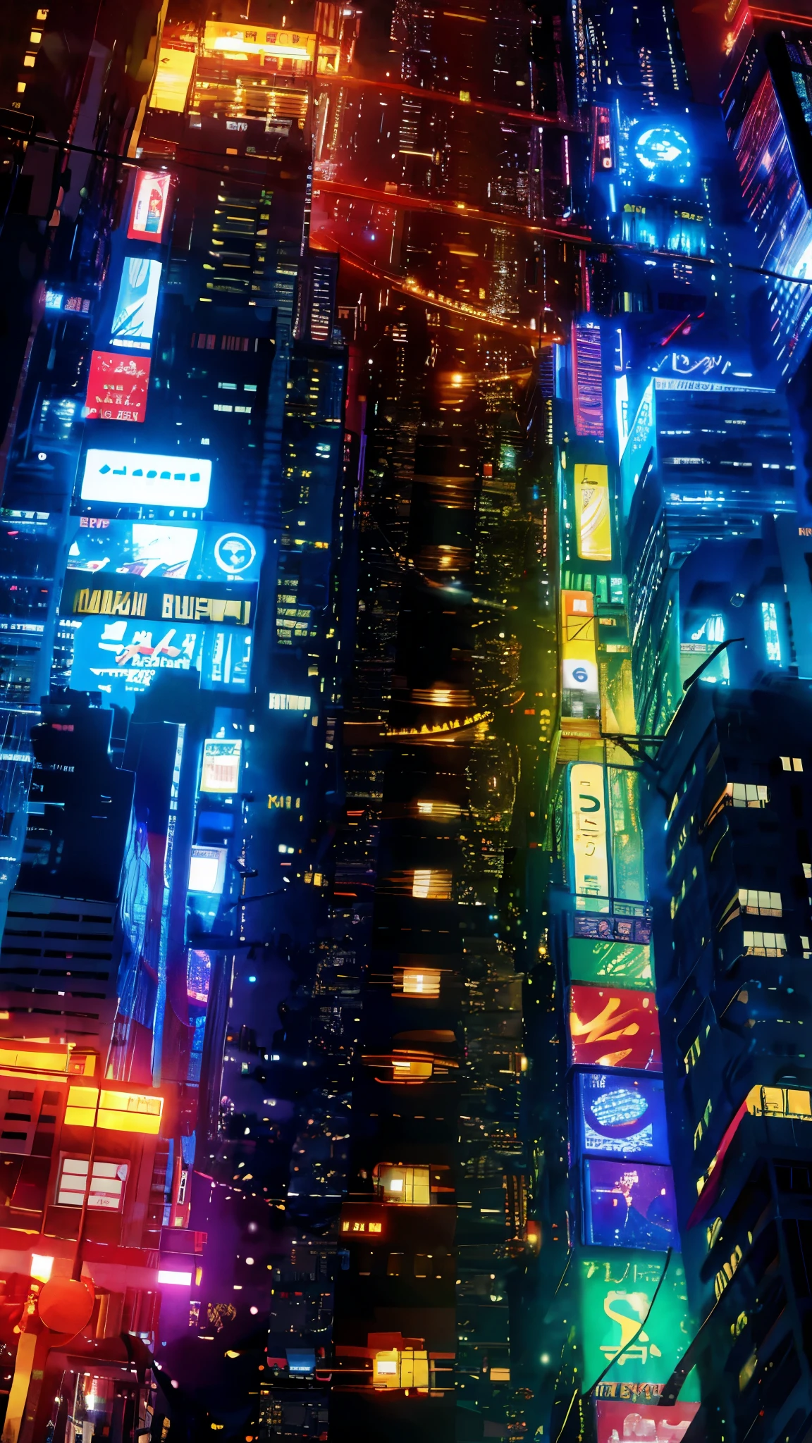 Anime Style,Night view,city,rainbow,traffic jam,building,traffic jam light,lots of,