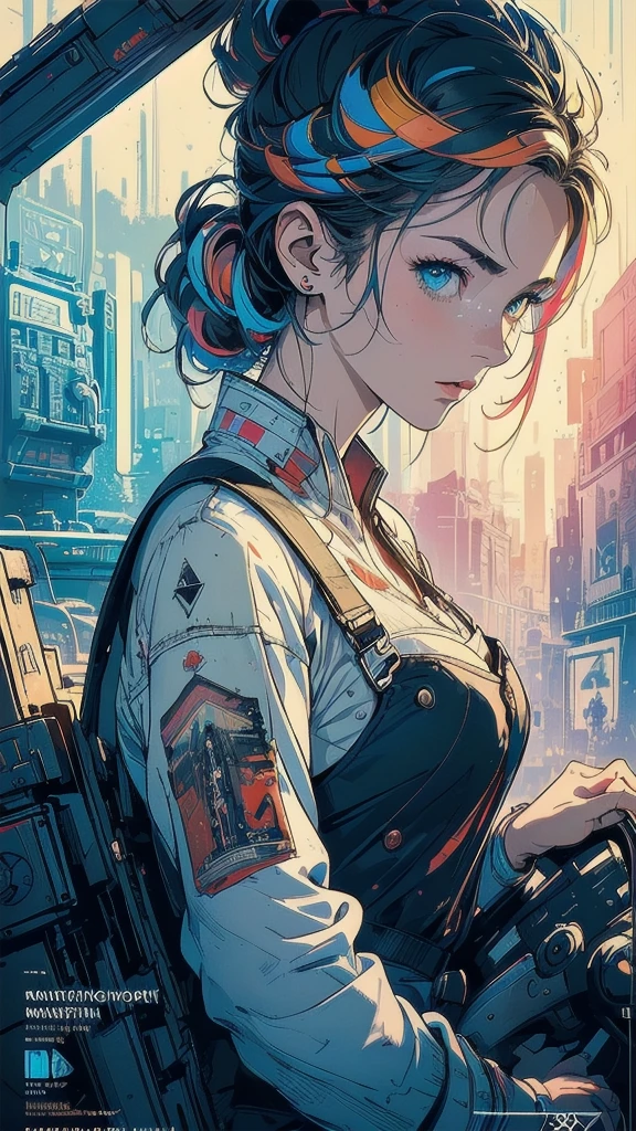 (((masterpiece, highest quality))),(((solo:1.2))),(((1girl:1.2))),32k wallpaper, very detailed, poster, vintage science fiction,(((((geometric cinematic movie poster))))), (bauhaus), shape,(((abstract))),(mid century modern),movie poster,(((((portfolio))))),(((((Close-up))))),(((((bust up))))),((((more various angle)))),(((highlight))),Vast landscape,((((heterochromia)))),(((complete. detailed face))),(((Extremely talented))),(((most complecated machine))),((Overall colorfully))(((text))),(((typography))),(((sentence))),(((Label))),(detailed movie poster),(((((most complicated machine))))),(((genius mechanic))),