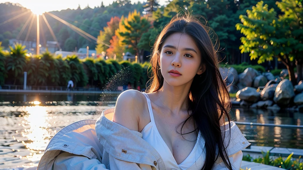 8k, masterpiece, RAW photo, best quality, photorealistic, extremely detailed CG unity 8k wallpaper, Depth of field, Cinematic Light, Lens Flare, Ray tracing, (extremely beautiful face, beautiful lips, beautiful eyes), intricate detail face, ((ultra detailed skin)) 1girl (highest resolution, distinct_image) best quality, 1girl, Tokyo street,night, cityscape,city lights, upper body, cleavage 8k, RAW photo, best quality, masterpiece,realistic, photo-realistic, (8k, RAW photo, best quality, masterpiece:1.2), High detail RAW color photo, professional photograph, (realistic, photo realistic:1.37), cinematic light, 1girl, Symmetrical, High Detail RAW Color Photo Professional Photo, [:( High Detail Face: 1.2): 0.1], (lora:PJ DH), Double braids, pores, real skin, breast focus, straight up, an 20 year old woman under a waterfall, body in contact with water and ripples around, clear clean water, shining eyes, looking at the audience, wet clothes, transparent clothes, wet body, wet hair, Tyndall effect, lens flare, shadow,, bloom, natural lighting, hard focus, film grain, photographed with a Sony a9 II Mirrorless Camera, by Laurence Demaison, gaze looking beyond,red blush,Strong sunshine,delicate and messy hair,realistic skin textures, Pronounced pores and skin wrinkles,tropical rainforest,((strong light shines on the face)), The upper part of the body, naked portrait, nude photography, detailed armpit, pussy pubic hair, shiny nipple, showing cleavage, plump body, big thight