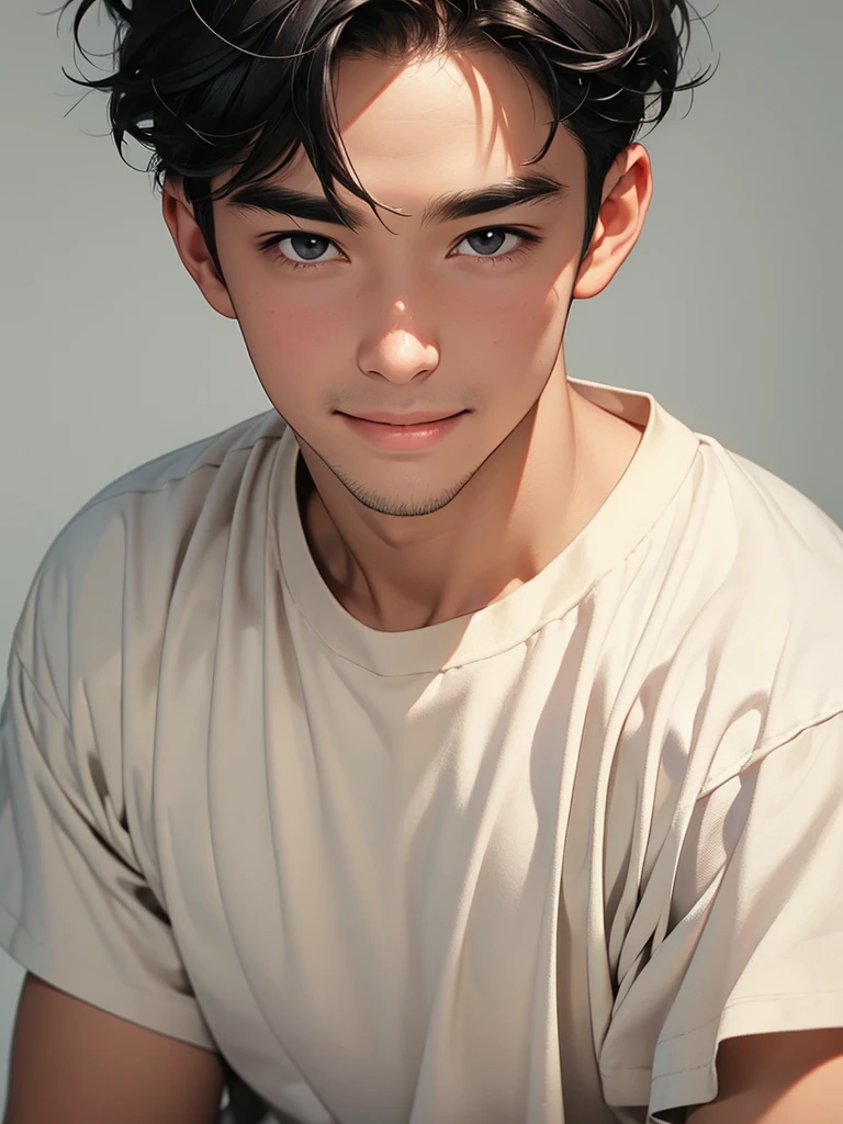 A kind smile, One white guy, Portrait from chest up, Very short black hair, Old man in clothes, Please open your eyes a little, Male hand,Man&#39;s face,Male eyebrows, Male Eyes, Sharp Nose ,Long Nose, Slicked back with wax, Black butler uniform, Iris, walking , A kind smile, Reminiscent of a novel cover, Dramatic lighting, Emphasize the contrast between light and shadow, (Official Art, Highest quality、unity 8k wallpaper、32k、masterpiece、Very detailed, grab your hair with your hands, Cinema Lighting, Isekai Tensei, anime,Beautiful light shining through the window, sense of cleanliness,