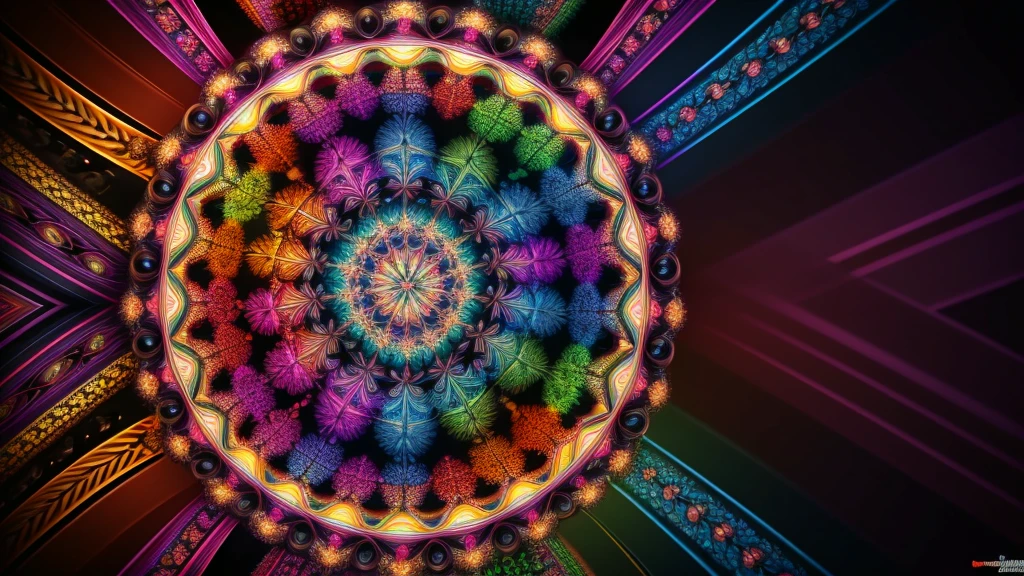 ((kaleidoscope)), ((psychedelic)), (( mandelbrot )), (( fractals)), multicolored dynamic abstract liquid flow particles turbulence vizalise endless ((mandelbrot fractals)) in ((psychedelic patterns)), kaleidoscope, multi - colored vivid colors, vector art, Cinema 4D,render fully dynamic motion design, X-Particles, Dynamics FX, bend and shatter reality for amazing visual effects production,vivid colors, warm color tones,sharp focus, depth of field, cinematic, realistic, uhd, hdr, 8k, 
