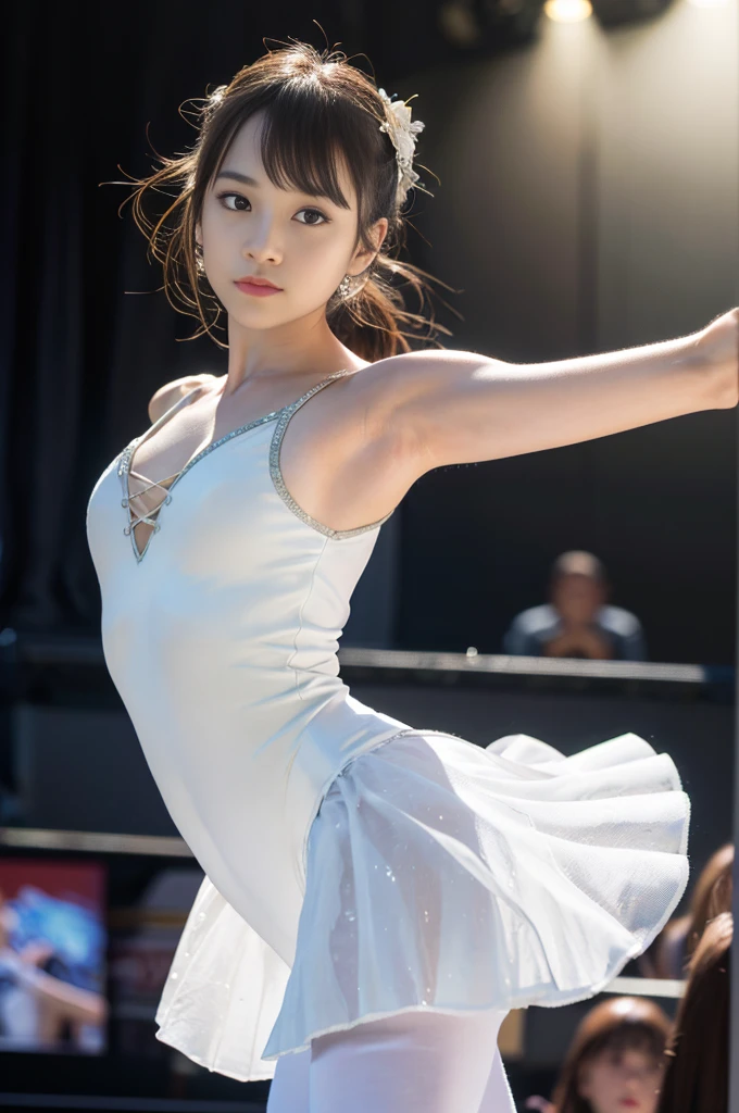 (Tabletop:1.4)、( Highest quality)、(Realistic photos:1.4)、((1 Girl)), (Adorable Idol), (dream-like),heart shape pupils、
(超High resolution:1.2), Very delicate and beautiful, wonderful, Very detailedな CG Unity 8k 壁紙, Very detailed, High resolution,
Soft Light, Beautiful detailed girl, Very detailedな目と顔, Beautiful and exquisite nose, Beautiful and exquisite,
(Wearing a white ballet costume:1.3),
Cinema Lighting, Perfect Anatomy, Slender body,
(dance ballet on stage:1.3), (Beauty like a Degas painting),
Dynamic Angle, (Serious face)