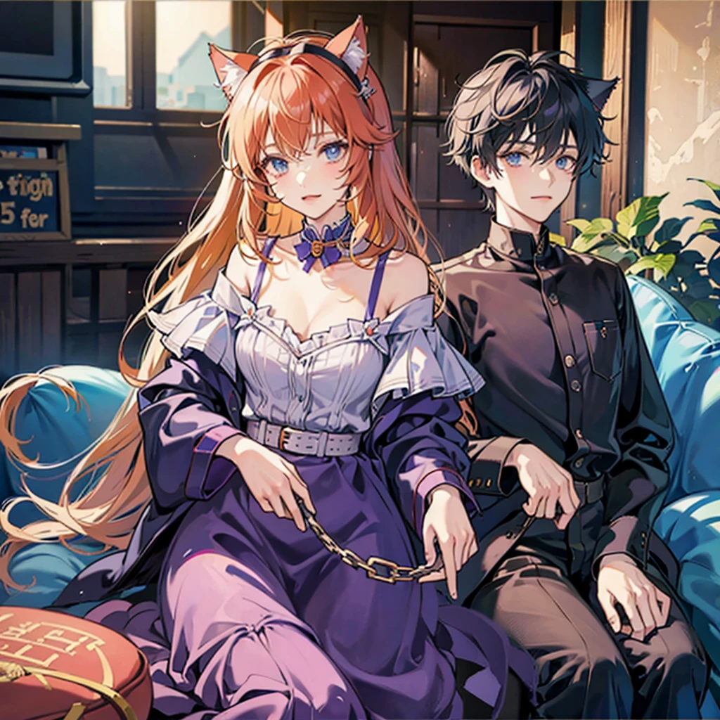 wearing cat ears,play a game,Anime