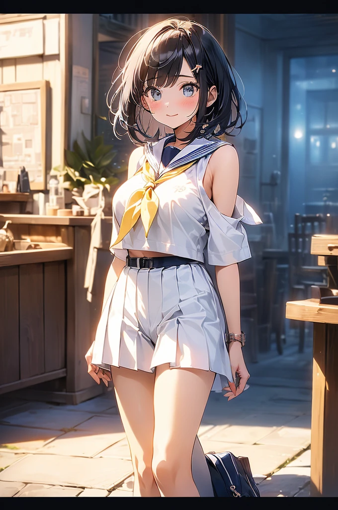 Rikka body, rikka takarada, Black Hair, blue eyes, Long Hair, orange Scrunchie, Scrunchie, wrist Scrunchie,Off-the-shoulder sleeveless dress,Bare shoulders,Bare neck,Bare arms,bare clavicle,Long skirt,sneakers,Baseball hats,happy smile, smile, Open your mouth,whole bodyがイラストに入るように,
break outdoors, Coastal Road,
break looking at viewer,whole body, (Cowboy Shot:1.5),
break (masterpiece:1.2), highest quality, High resolution, unity 8k wallpaper, (figure:0.8), (Beautiful fine details:1.6), Highly detailed face, Perfect lighting, Highly detailed CG, (Perfect hands, Perfect Anatomy),
