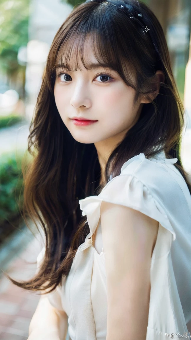 (in 8K, Raw photography, Highest Quality,realisitic, Photorealsitic,extremely delicate and beautiful,Highly detailed, finely detail,ultra-detailliert, high resolution:1.3), japanes, femele, (17 age), Viewer's Perspective, Beautiful and shiny straight semi-long hair, see-through bangs, Embarrassed look, Half-open lips, Draw poses and angles randomly, (Beautiful fece:1.2), (kawaii:1.3)