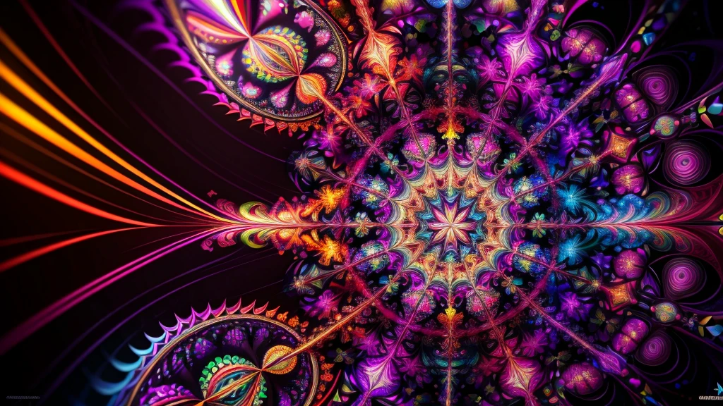 ((kaleidoscope)), ((psychedelic)), (( mandelbrot )), ((fractals)), multicolored dynamic abstract liquid flow particles turbulence vizalise endless ((mandelbrot fractals)) in ((psychedelic patterns)), kaleidoscope, multi - colored vivid colors, vector art, Cinema 4D,render fully dynamic motion design, X-Particles, Dynamics FX, bend and shatter reality for amazing visual effects production,vivid colors, warm color tones,sharp focus, depth of field, cinematic, realistic, uhd, hdr, 8k,