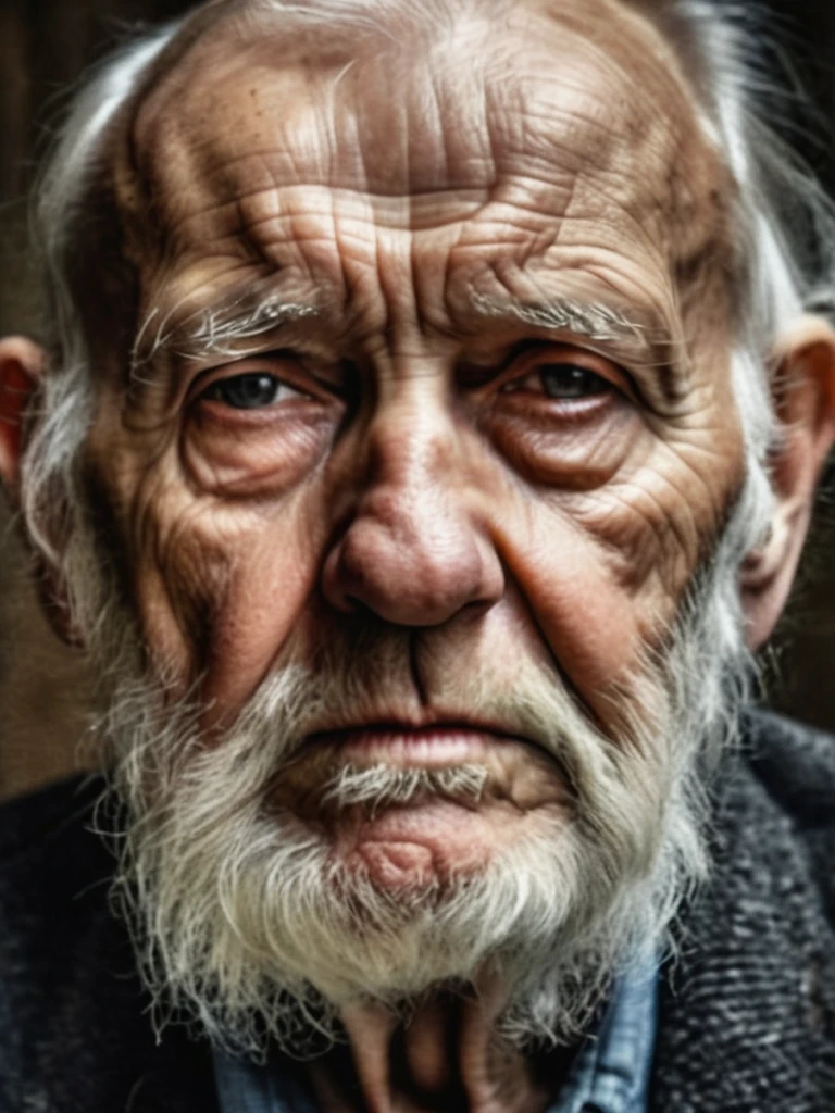 old man, portrait, realistic, experiment, serious, Melancholy 