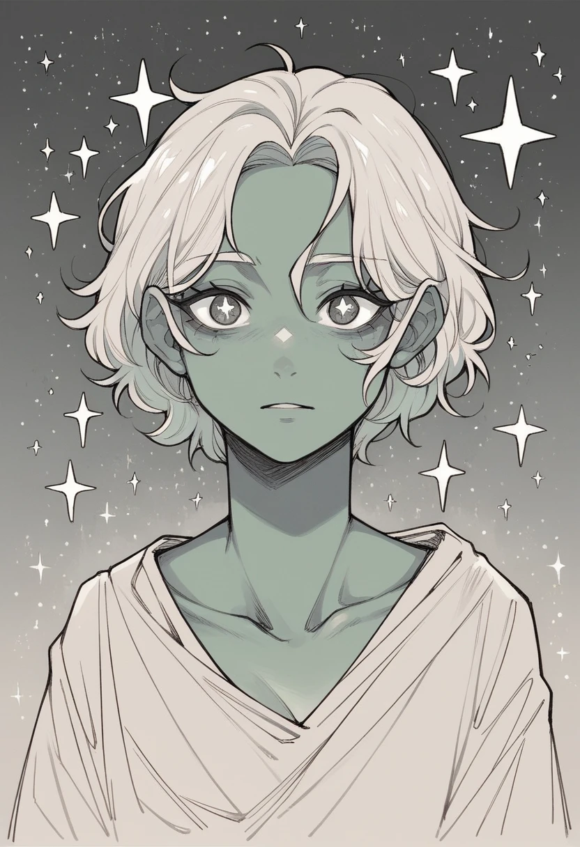 immersed in the nebulae of the universe, which show stars, sparkles, colors, half-naked woman