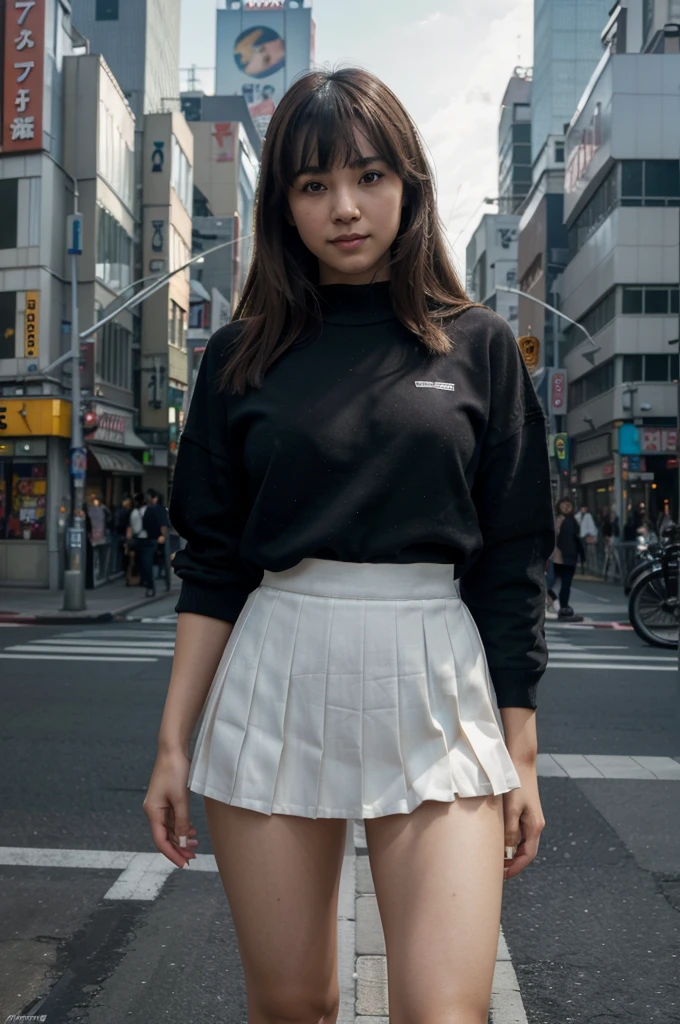 Ultra top quality, masterpiece, ultra high resolution, (photorealistic: 1.4), highly detailed CG Unity 8k wallpaper, detailed and complex, original, high resolution, raw photo, (perfect body shape), fine and complex, DSLR, soft lighting, high quality, film grain, depth of field, FUJIFILM XT3, 50mm lens, backlight, HDR, hyperreal, color grade, dynamic pose, portrait, Japan person, smile, lips, bangs, (crowded akihabara: 1.2), front view viewer, natural light, girl, 20 years old, full body, solo, student, high , sailor color, bobby socks, pleated skirt, daytime, on the street, deep shadow, cute, beauty, discreet, cold light 12000K\\ street, store status, Akihabara, Shinjuku, Shibuya, Ikebukuro, detailed realistic, detail, skin texture, ultra detailed, realistic skin texture, (dramatic, award-winning photos, incredible masterpieces: 1.3)