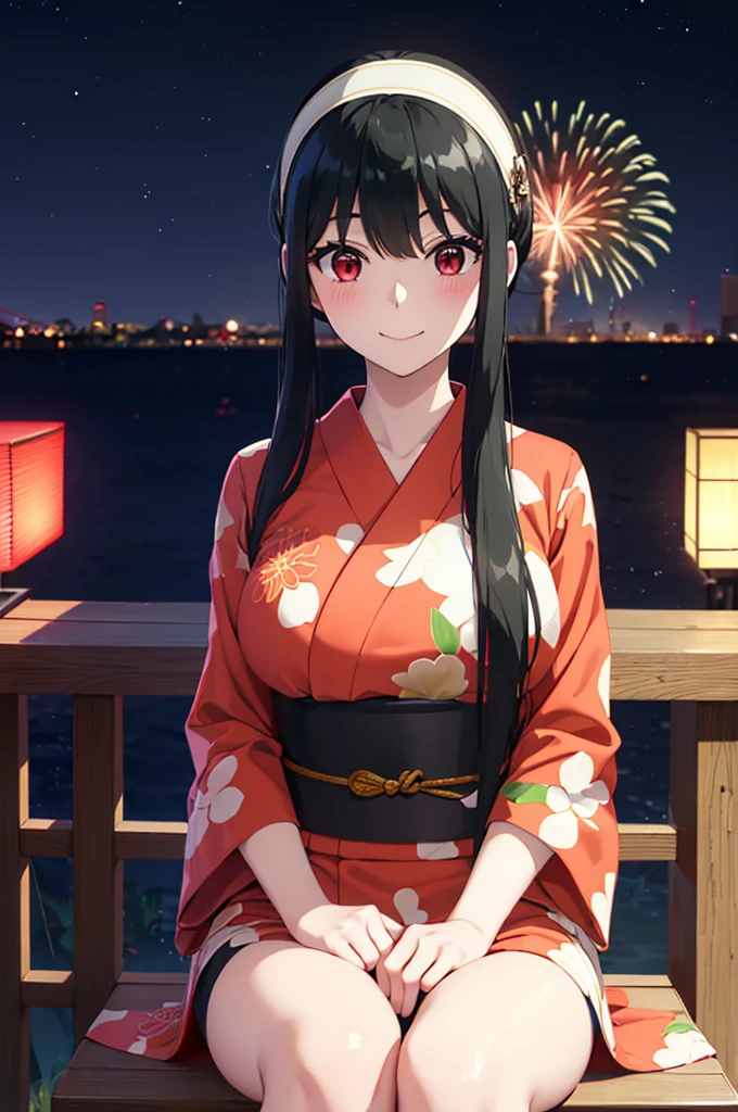 (SFW:1.8、masterpiece, Highest quality),1people々々, 一people々々in, Absurd、現実inは捉えられないディテールと美しさ、hyper Realistic, Realistic,Realistic, Looking at the audience, 美しいbangs:2、魅力的なbangs:2、bangs:2、), Mouth closed, Big Tits Eyes、eyelash、 whole :2、(((Add highlights to the eyes:1.4、Long Hair、She is very 美しい and cute、Show me your ears、Beautiful long neck:1.8、smile、Close your mouth and smile:1.5、bangsと美しい歯)))、Ideal body type、((firework、Night Sky、Night Skyに美しいfirework、Summer festival))、Beautiful long neck:1.6、Perfect Anatomy、people々Beautiful pads that make you feel happy:2、自然in快適な照明、Keep an eye on your audience、Shadow Fade、Listen carefully、smile、((Black Hair、Red yukata、White hair band、Red eyes))、A starry sky、Rich nature background、fireworkの光、Off the shoulder、Sit on a chair、smile、Spread your legs、Blushing、Open the chest、Spread your legs、Bend forward to show your chest