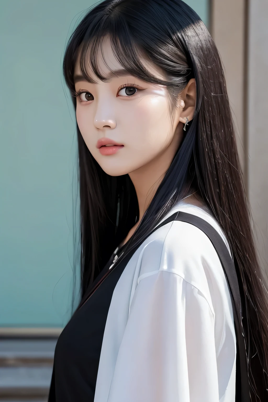 a close up of a woman with long black hair wearing a black dress, Blackpink Jenny, Lee Ji-eun, Lee Ji-eun, Gombi, Choi Hong-hwa, Kim Tae-jun, Quack the Joben, Park Jimin, Nam Jae-young, Shin Min-jung, Beautiful Korean Women, Beautiful young Korean woman, from me